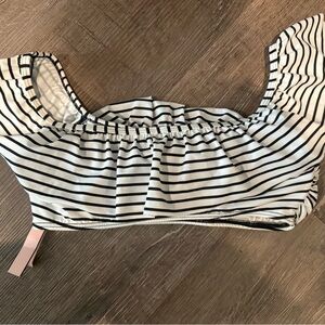 Victoria's Secret Black & White Striped Off-Shoulder Bikini Top
